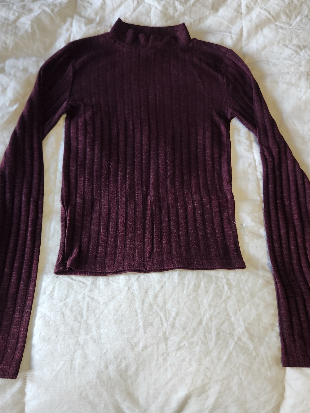 Prince & Fox Ribbed Mock Neck Short Sleeve Top - Plum